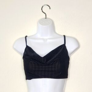 House of Harlow x Revolve Velvet Striped Mesh Slouchy Bralette Crop Top Size XS